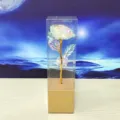 Colorful gold foil artificial rose detail in transparent gift box for romantic gifts. - Galaxy White