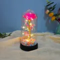 LED Rose Coloree sous Cloche Verre Veilleuse Cadeau Romantique pour Fete Saint Valentin - Bulle rouge rose coloré