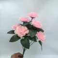 9-head artificial rose bouquet iridescent glitter pink flowers home decor gift 1pcs - Exquisite Decorative Lantern Sets / Glitter