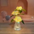 LED Artificial Rose Flower Night Light Sparkly Bouquet Table Lamp for Romantic Gift Decor - Decorative Lantern Sets with Gift Boxes / Shimmer White