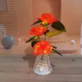 Artificial Rose Flower Bouquet Night Light LED Glowing Decor Gift for Valentine's Day Home - Decorative Lantern Sets with Gift Boxes / Glitter Red