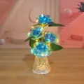 Artificial Rose Flower Bouquet LED Night Light Romantic Valentine Desktop Decoration Gift - Decorative Lantern Sets with Gift Boxes / Royal Blue