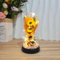 Graduation sunflower bear night light in acrylic dome, perfect gift and desk decor for students. - Twin Sunflowers - Bear Style / Acrylic Dome