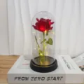 Glass Dome Rose Night Light Eternal LED Flower Romantic Atmosphere Lamp Home Decor Gift - Acrylic Dome / Red
