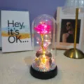 Eternal rose glass dome LED light with couple figurine for romantic Valentine's Day gift. - Acrylic Cover Warm Light / Colorful Fuchsia