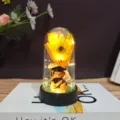 Graduation sunflower preserved flower night light LED glass dome with cute bear ornament. - Graduate Bear Style