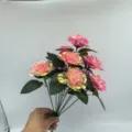 Irideszierender künstlicher Rosenstrauß 9 Köpfe holografische rosa Blumen Heimdekor Geschenk - Exquisite Laternen-Sets / Buntes Rosa