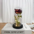 Glass dome preserved rose night light, romantic LED flower lamp for home bedroom decor gift. - Acrylic Dome / Burgundy