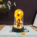 Graduation gift sunflower eternal flower LED night light with graduate doll figurine detail. - Graduate Girl Style