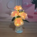 Bouquet di rose artificiali luce notturna LED decorazione da scrivania regalo - Set di lanterne fiorite con confezione regalo / Glitter