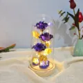 Purple gold foil rose glass dome LED night light, romantic Valentine gift decor variant - Gold and Blue