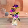 Artificial iridescent rose flower bouquet night light with colorful led for romantic gift home decor - Decorative Lantern Sets with Gift Boxes / Colorful Purple