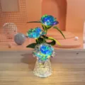 Colorful LED Rose Flower Simulation Night Light With Glass Vase Home Decor Gift Variant - Decorative Lantern Sets with Gift Boxes / Royal Blue