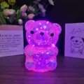 Glowing glitter bear night light, LED ambient bedside lamp for bedroom, cute romantic gift choice. - Little Bear Pat Lamp (Pink)