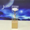 Regalo di fiore di rosa in foglia d'oro artificiale in scatola trasparente per festa. - Bianco latte