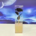 Fiore di rosa in foglia d'oro nero artificiale in scatola trasparente per San Valentino - Nero