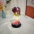 LED glass dome rose gift romantic eternal flower with fairy lights for valentines day decor - Burgundy