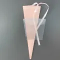 Pink triangular flower box packaging with transparent pocket and ribbon for floral bouquets. - Pink Torch Box