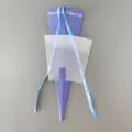 Blue triangle flower bouquet packaging box with transparent sheet and decorative ribbon for gifts. - Blue Torch Box