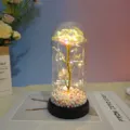 Lampe veilleuse rose dôme en verre doré avec perles colorées, cadeau romantique saint valentin. - Bulle blanc coloré