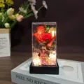 Cubierta de vidrio cuadrada ramo de rosas de jabón luz LED regalo del día de las madres decorativo - Cubierta de acrílico y luz / Rojo (Madre abrazo)