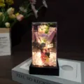 LED flor inmortal cubierta de vidrio caja de regalo día de la madre rosa luz nocturna - Cubierta de acrílico y luz / Púrpura (Madre abrazo)