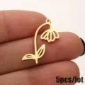 Stainless steel gold flower pendant charms for DIY jewelry making, simple 5pcs. - 5 Pieces / January Snowdrop Gold