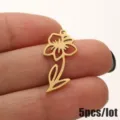 Gold Stainless Steel Flower Pendant Charm Accessories For DIY Jewelry Making 5Pcs - 5 Pieces / March Daffodil Gold