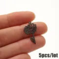 Stainless steel black flower pendant DIY charm, 5pcs lot, simple women fashion jewelry. - 5 Pieces / April Daisy Black