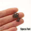 Stainless steel black flower pendant charms for DIY jewelry making set of 5pcs lot - 5 Pieces / August Poppy Black