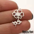Stainless steel flower pendant charm DIY jewelry accessory variant for stylish women 5pcs - 5 Pieces / August Poppy Steel Color