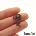 Black stainless steel flower pendant charm diy jewelry making set 5pcs per lot minimalist style - 5 Pieces / October Cosmos Black