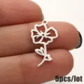 Stainless steel flower pendant charm diy jewelry accessories set for women minimalist - 5 Pieces / October Cosmos Steel Color