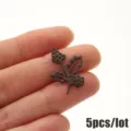 Stainless steel December birth flower pendant DIY charm for jewelry making 5pcs - 5 Pieces / December Holly Black