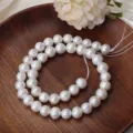 9-10mm Quasi Rotondo Perle d'Acqua Dolce Naturali Sfuse per Creazione di Gioielli DIY - 1 Filo (Circa 40 Perline) / Bianco Naturale