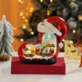 Christmas resin boot micro-landscape glowing music box ornament interior detail scene view. - Classic