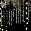 Adornos colgantes de carámbano de árbol de navidad acrílico, decoración de fiesta transparente - Paquete de 12 / Transparente