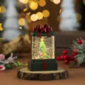 Detalle de luz nocturna bola de nieve caja de regalo navideña, linterna de agua con árbol. - Árbol Verde