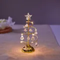 Crystal Christmas Tree Night Light LED Gold Metal Desktop Ornament Holiday Decor Gift - S / Small Gold