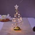 Tabletop spiral Christmas tree night light with crystal pendants and warm LED lights decor. - M / Medium Gold