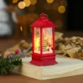 Christmas decorative red lantern LED candle light Santa Claus holiday table ornament variant. - Square Lantern Santa Claus