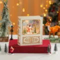 Christmas book-shaped water snow globe music box desktop ornament holiday gift decoration - White Snowman