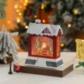 Christmas snow globe lantern with music and swirling glitter, festive red house tabletop decor. - Red Sitting Santa Claus