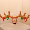 Inflatable Christmas reindeer antler hat ring toss game holiday party decoration prop. - Brown Reindeer Antlers + 4 Rings