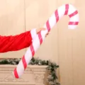 Inflatable Candy Cane Christmas Party Prop PVC Red White Striped Decoration Toy - Red Cane