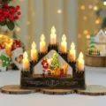 Detalle de vela bola de nieve arco navideño, decoración de mesa LED festiva y cálida. - Anciano con mochila (Con música, Sin rotación)