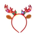 Nahaufnahme des blinkenden Weihnachts-Renntiergeweih-Haarbandes mit Glitzer und Ohren. - Stil 5 Leuchtende Ohr Geweih Rot