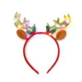 Weihnachts LED leuchtend Rentier Geweih Haarreif Nahaufnahme festliche Party Accessoire - Stil 6 Leuchtende Ohr Geweih Gold