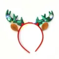 Weihnachten leuchtend Rentier Geweih Haarreif Detail mit grünen Pailletten und hellen LED Lichtern. - Stil 7 Leuchtende Ohr Geweih Grün