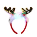 Weihnachten LED leuchtend Rentier Geweih Haarreif mit goldenen Pailletten für Party Kostüm. - Stil 11 Pailletten Feder Geweih Gold